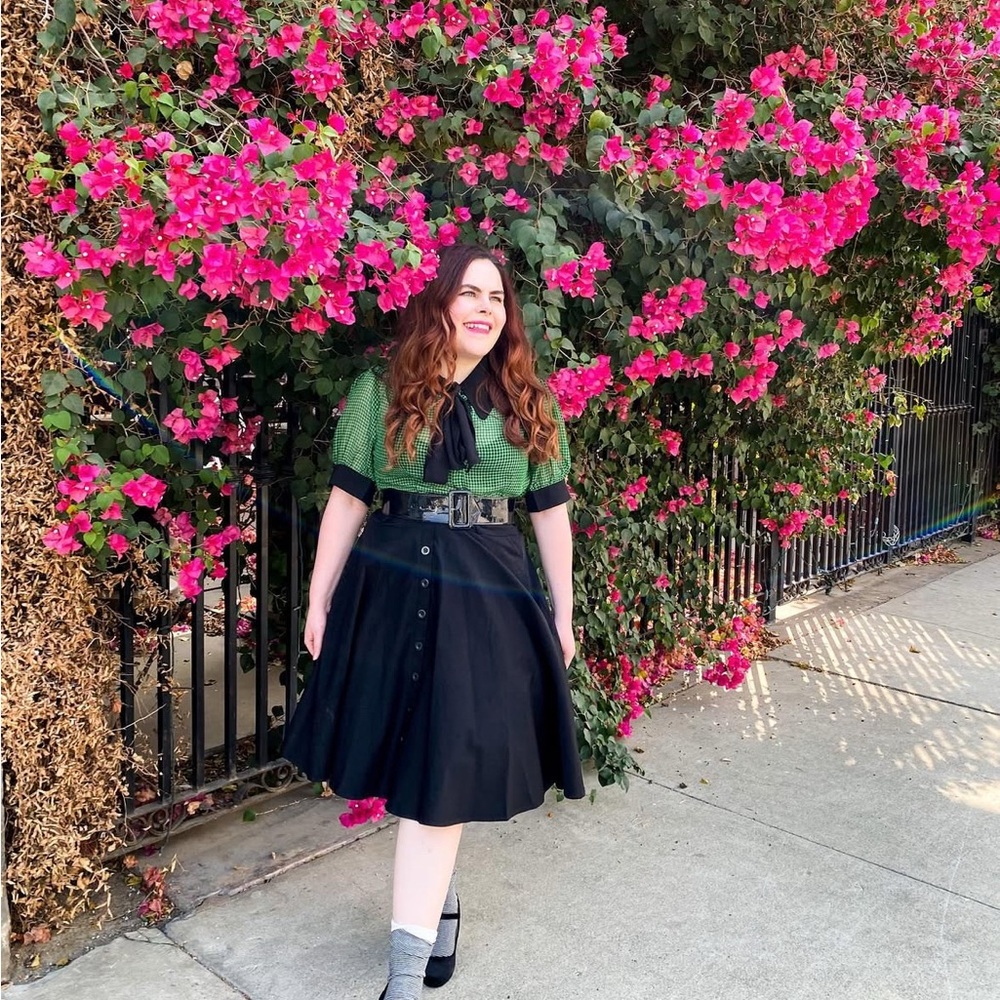 Voodoo Vixen Black and Green Plaid Top